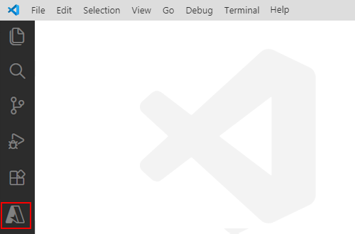 Captura de pantalla que muestra Visual Studio Code, barra de actividad y el icono de Azure seleccionado.
