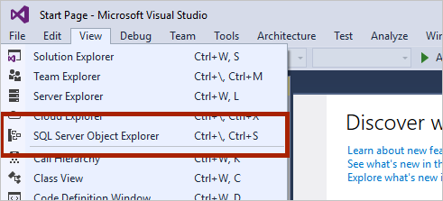 Explorador de objetos de SQL Server
