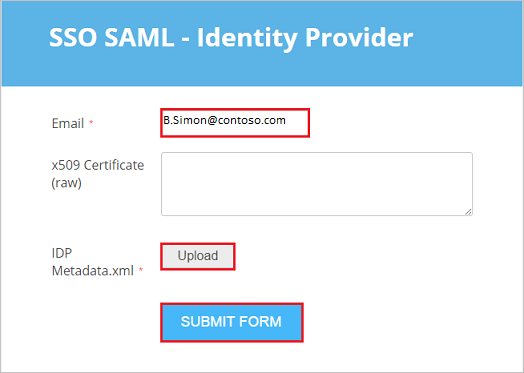 Captura de pantalla que muestra la pantalla de configuración de SAML - Identity Provider de SSO.