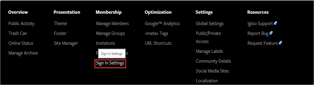 Configuración de inicio de sesión