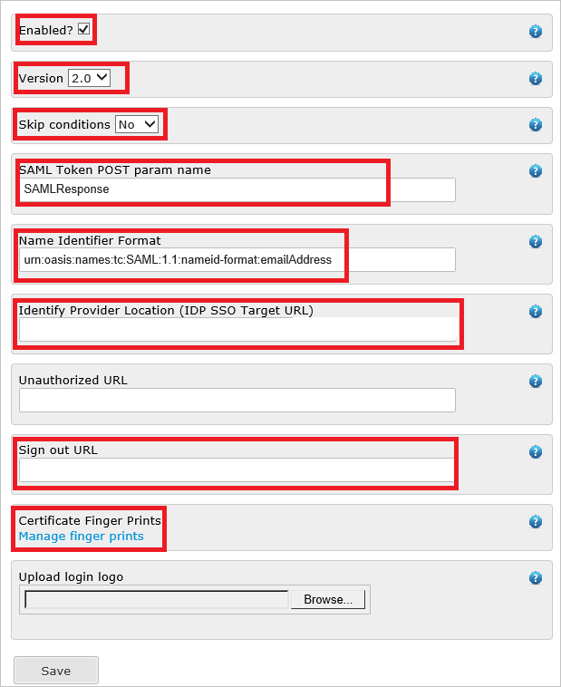 Captura de pantalla que muestra la sección General Settings (Configuración general), donde puede especificar los valores descritos.