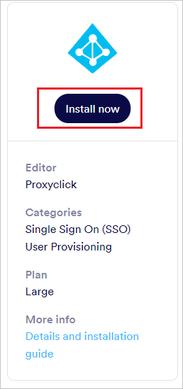 Diagrama que muestra Proxyclick Install.