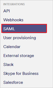 Selección de SAML.