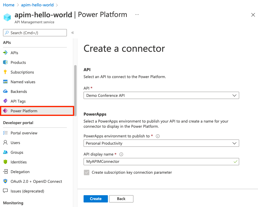 Créer un connecteur personnalisé à l’API dans Gestion des API
