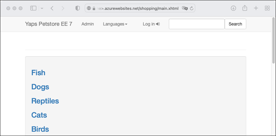 Capture d’écran de l’application Web Maven Hello World en cours d’exécution dans Azure App Service.