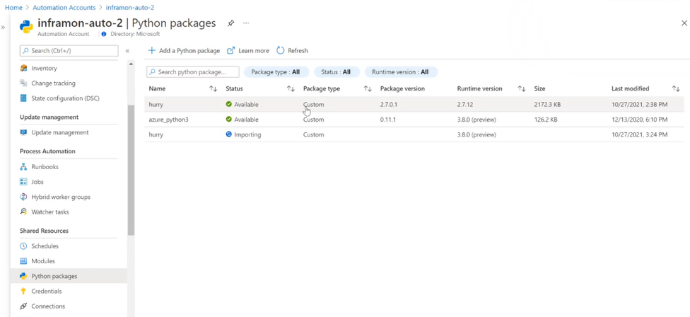 Capture d’écran montrant la page Packages Python&nbsp;3.8 après l’importation d’un package.