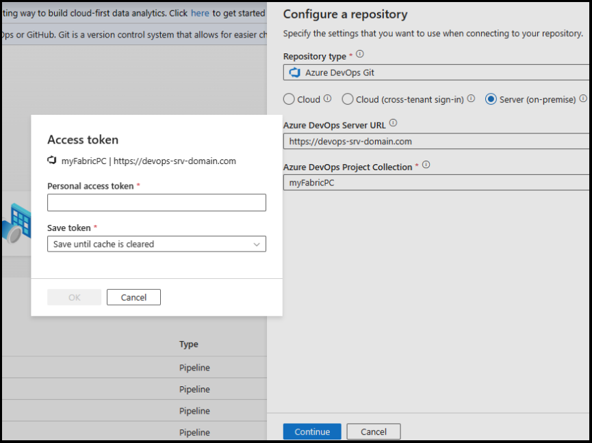 Capture d’écran montrant la configuration AzureDevOps d’un jeton d’accès.