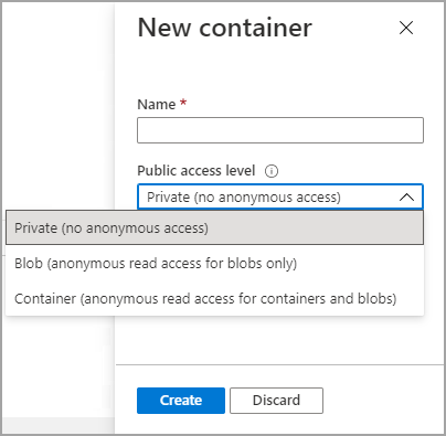 Capture d’écran de l’option Sélectionner l’exportation dans les paramètres nouveau conteneur.