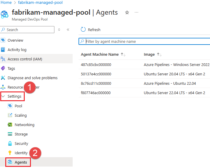Capture d’écran montrant la liste des agents et leurs états.
