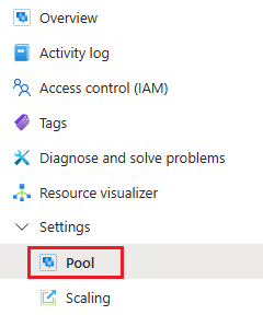Capture d’écran montrant le menu Paramètres du pool.