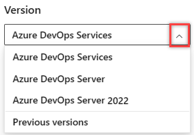 Sélectionner une version à partir du sélecteur de version de contenu Azure DevOps.