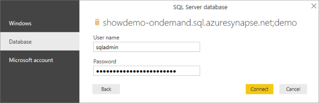 Utilisez la connexion SQL.