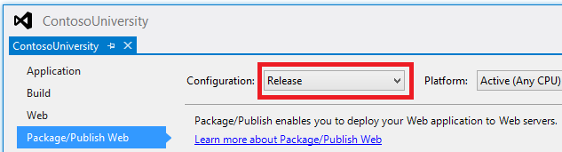 Sélection de la configuration de build Release