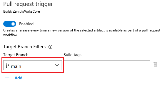 Capture d’écran montrant comment sélectionner votre branche cible.