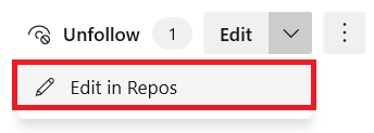 Capture d’écran montrant le menu Modifier avec l’option Modifier dans Repos mise en évidence.
