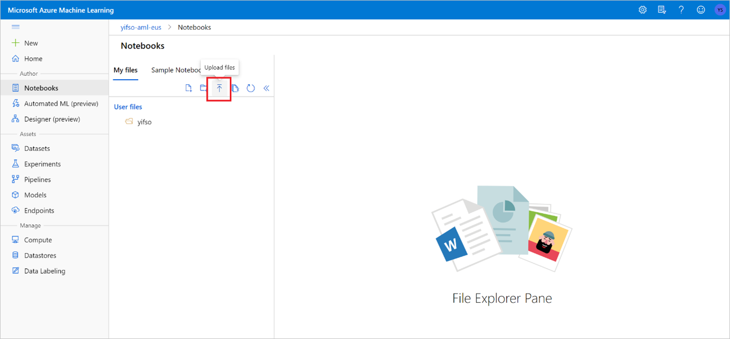 Capture d’écran du bouton pour le chargement d’un fichier.
