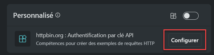 Capture d’écran montrant l’option Configurer.
