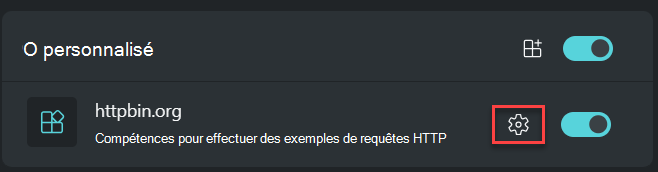 Capture d’écran des paramètres