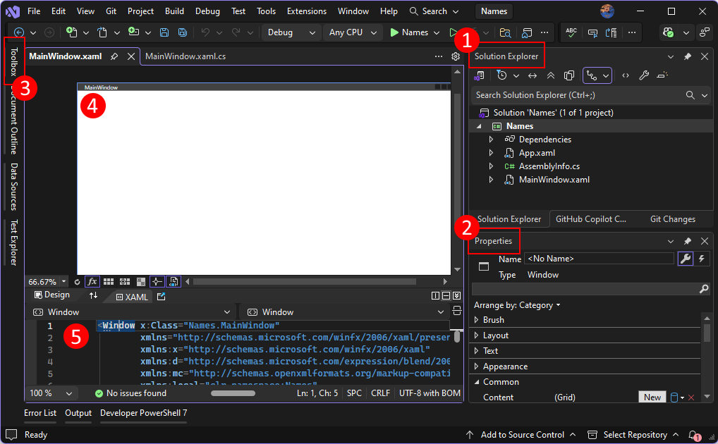  Les composants importants de Visual Studio 2026, vous devez savoir quand vous créez un projet WPF pour .NET.