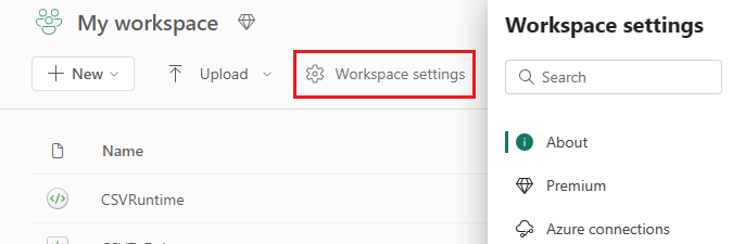 Capture d'écran montrant où sélectionner Ingénierie des données dans le menu des paramètres de l'espace de travail.