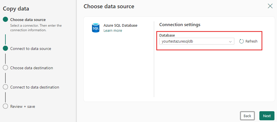 Screenshot montrant où actualiser vos informations de connexion.