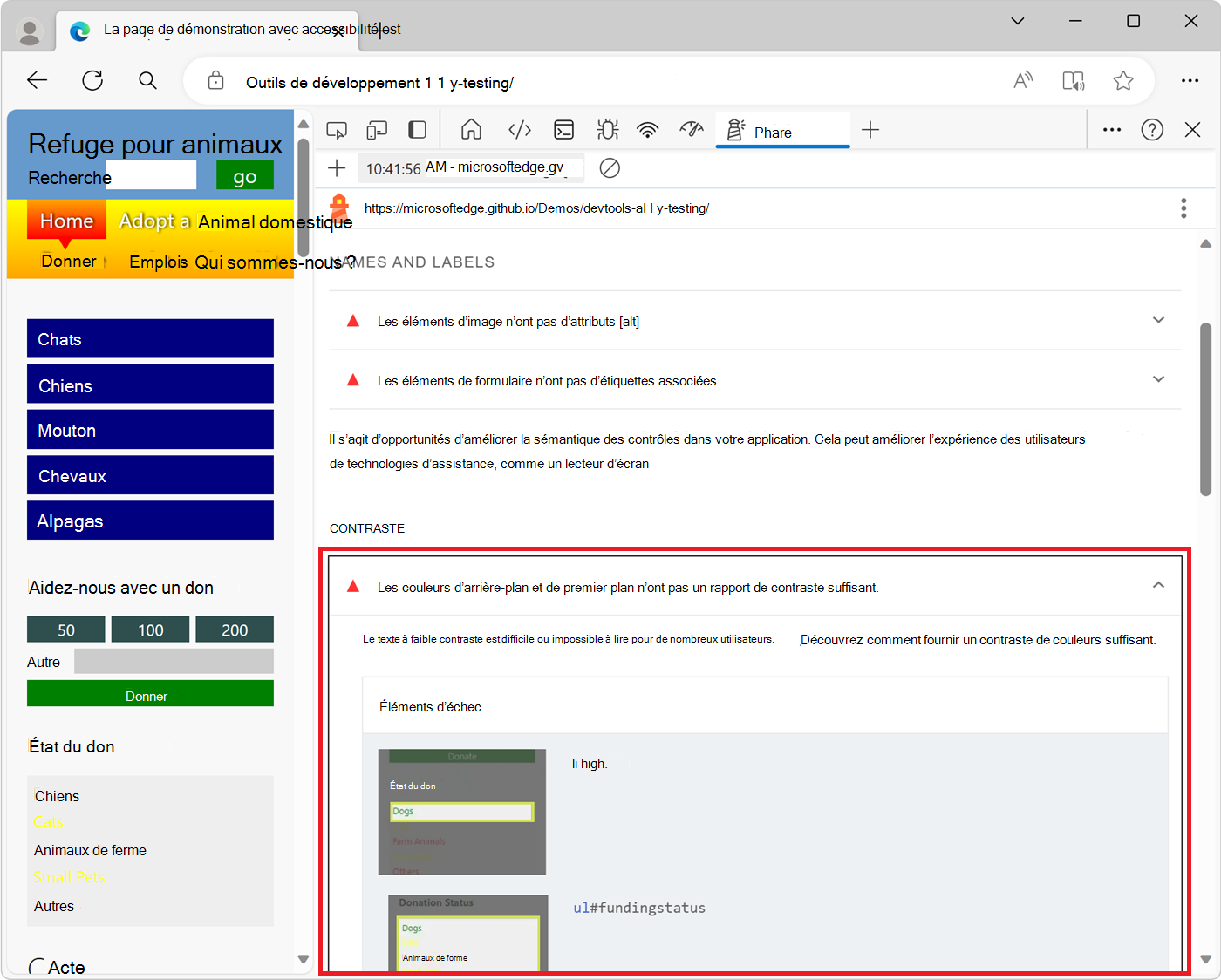 Problème étendu dans un rapport Lighthouse