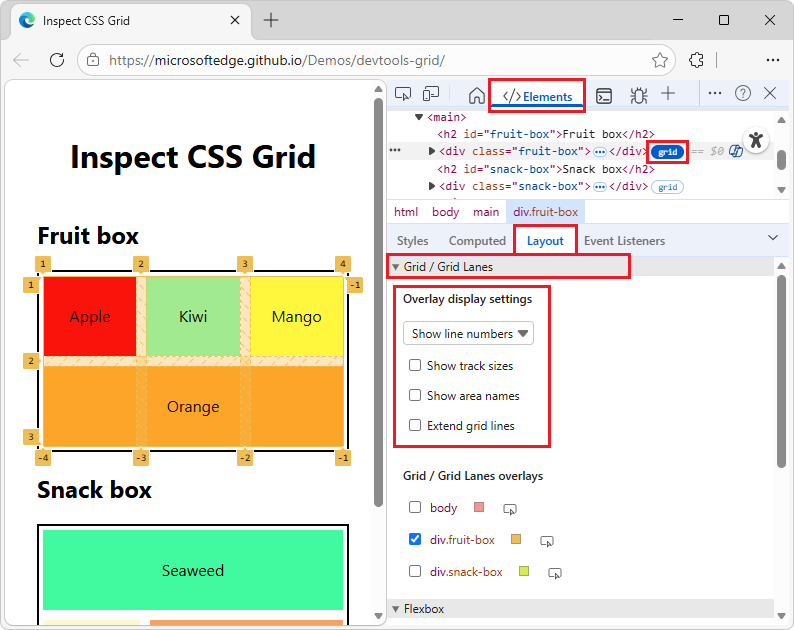 Sous-section « Paramètres d’affichage de superposition »