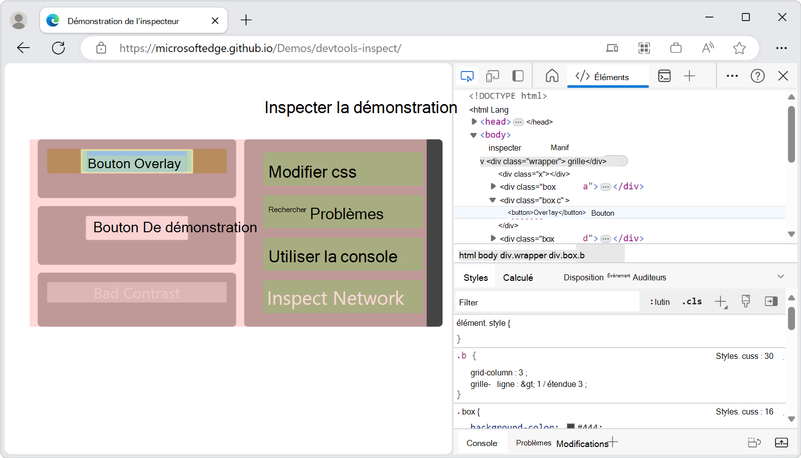 Appuyer sur la touche Maj tout en sélectionnant des éléments sur la page vous permet de sélectionner des éléments qui ont une propriété de style CSS « pointer-events&nbsp;: none »