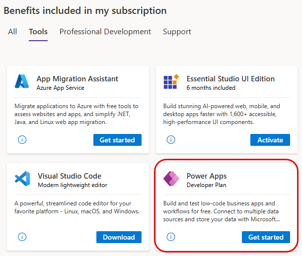 Plan Développeur Power Apps dans Visual Studio.