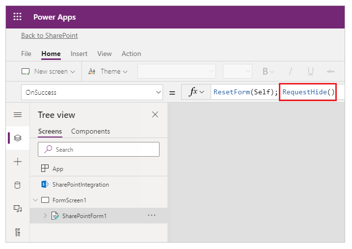 RequestHide exemple.