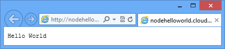 Fenêtre de navigateur affichant la page Hello World&nbsp;; l’URL indique que la page est hébergée sur Azure.