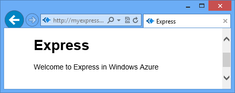 Navigateur Web affichant Bienvenue sur Express dans Azure