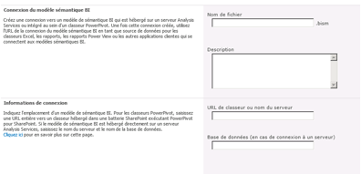 Page de connexion BISM affichant l'URL du classeur
