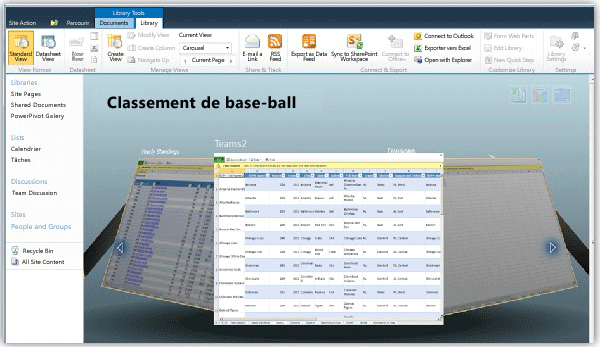 Vue carrousel de la Galerie PowerPivot SharePoint