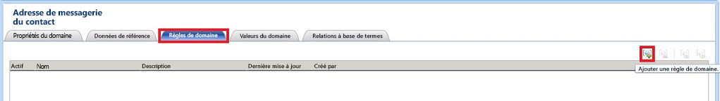 Bouton de la barre d'outils Ajouter une nouvelle règle de domaine