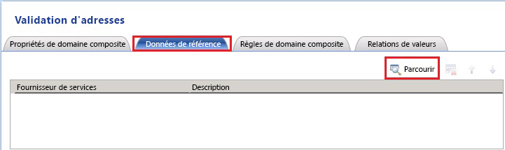 Onglet Données de référence