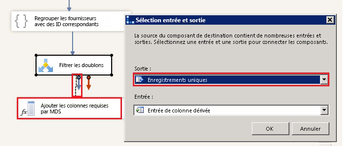 Boîte de dialogue Sélection entrée et sortie