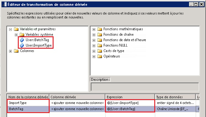 Éditeur de transformation de colonne dérivée