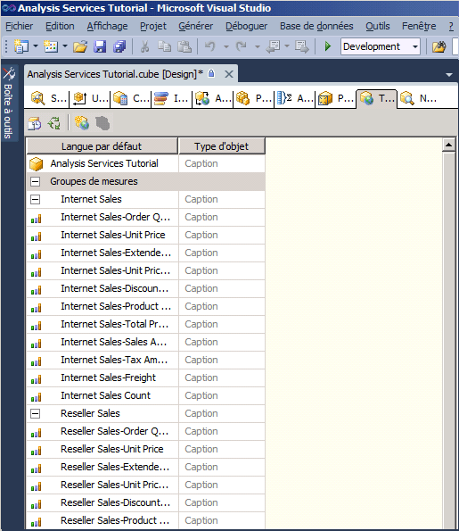 Langue par défaut sous l'onglet Traductions
