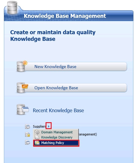 Menu Stratégie de correspondance sur la page principale
