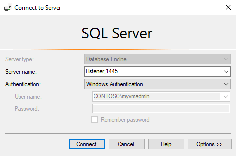 Capture d’écran de Se connecter avec un port nondefault.