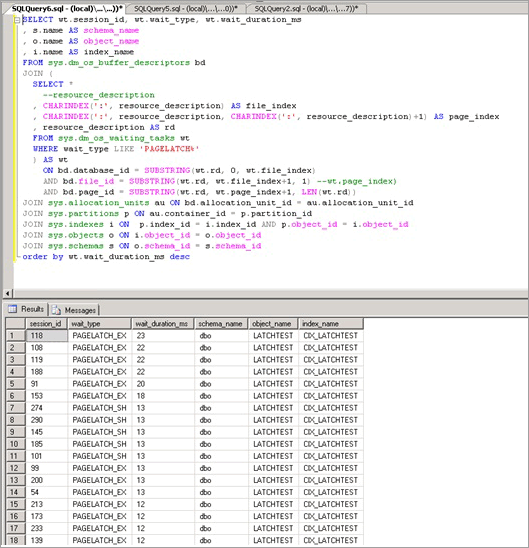 Capture d’écran de la contention causée par LATCHTEST.