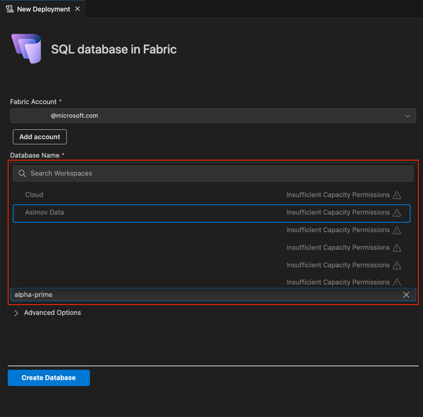 Capture d’écran de la liste déroulante de l’espace de travail montrant les espaces de travail désactivés en raison de contraintes de capacité.
