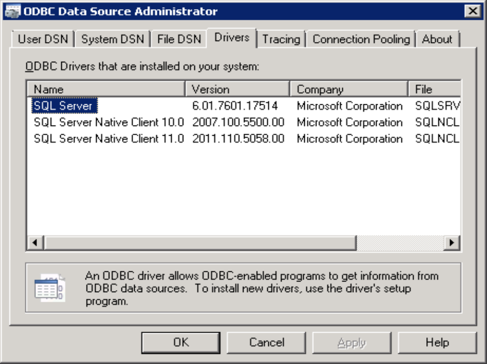 Capture d’écran montrant un pilote 64 bits.