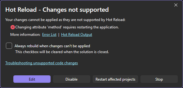 Capture d’écran de la boîte de dialogue Appliquer les modifications.