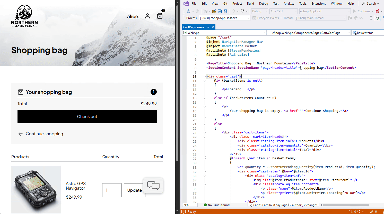 Capture d’écran du Rechargement à chaud.