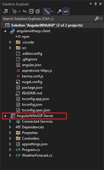 montrant les propriétés du projet ouvert.