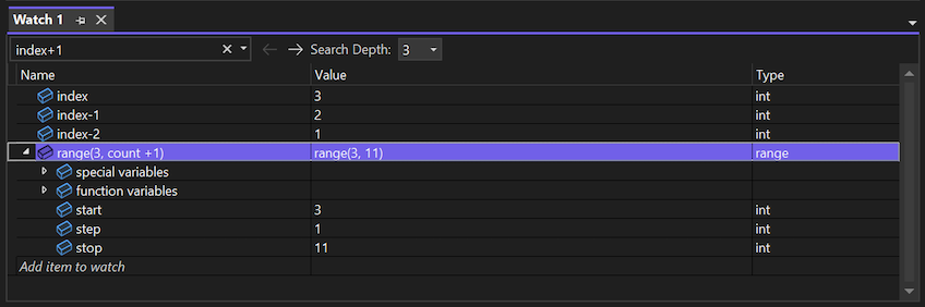 Capture d’écran montrant la fenêtre espion dans le débogueur Visual Studio.