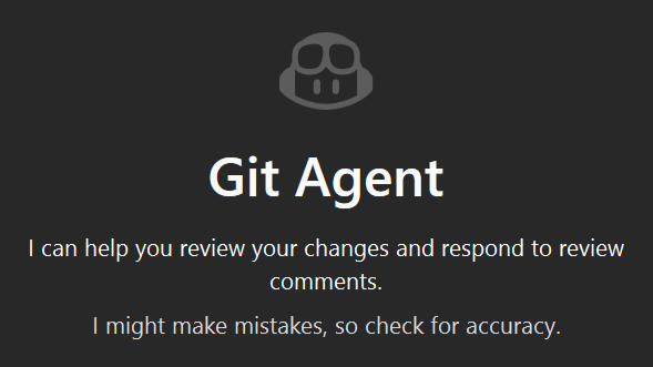 Capture d’écran montrant la carte de description de l’agent Git dans Copilot Chat.