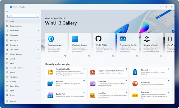 Image d’en-tête pour la galerie WinUI 3